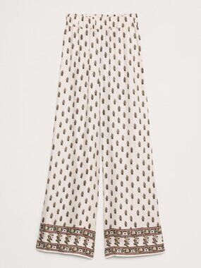 BANANA REPUBLIC High Rise Wide Leg Linen Blend Pull On Pants